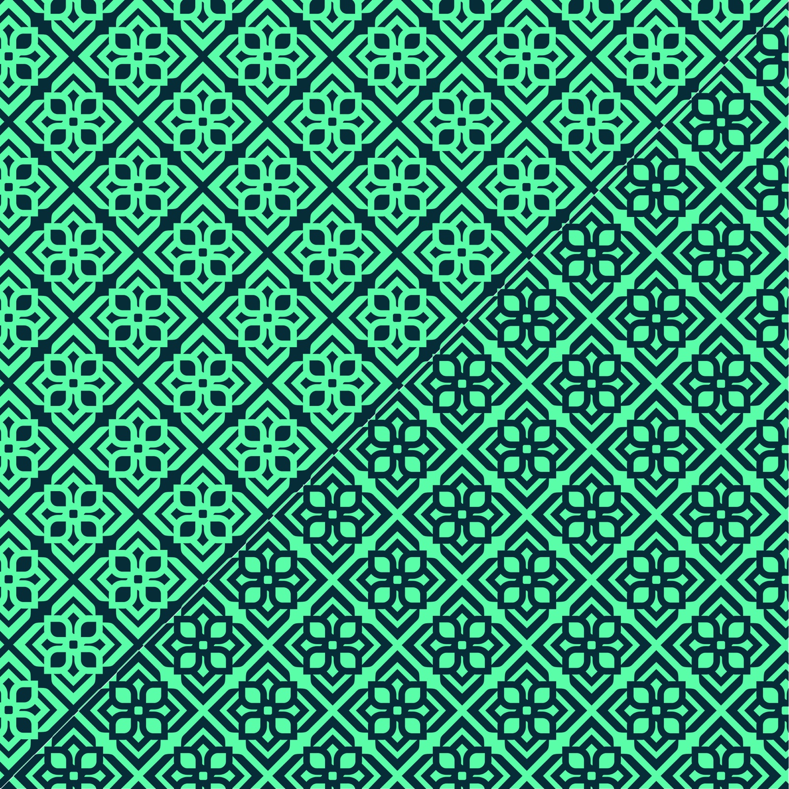 Mandala pattern tile (Spring Green on Blue Metal)